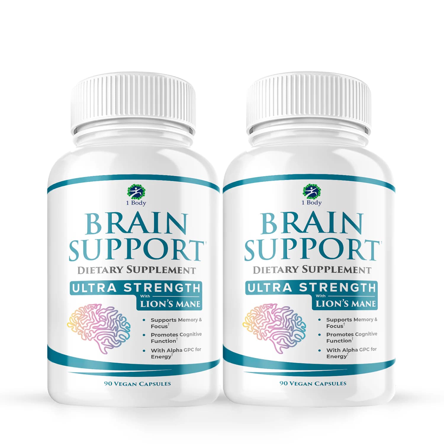 1 Body Brain Support Ultra Strength with Lion's Mane 90 Vegan Capsules