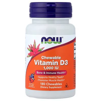 NOW Foods Chewable Vitamin D-3 Fruit 25 mcg (1000 IU) Chewables