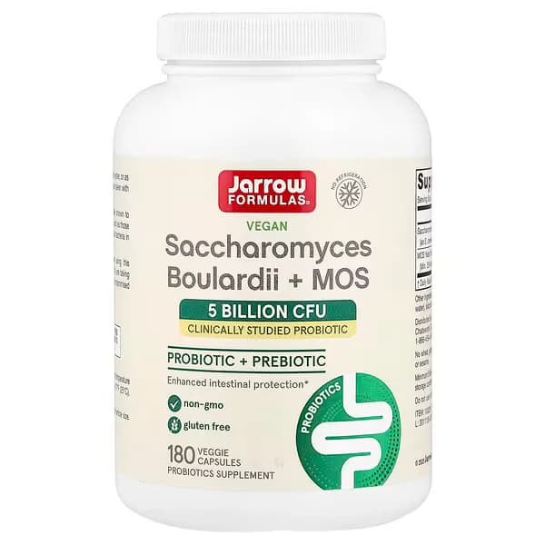 Jarrow Formulas Vegan Saccharomyces Boulardii + MOS 5Billion CFU VeggieCapsules