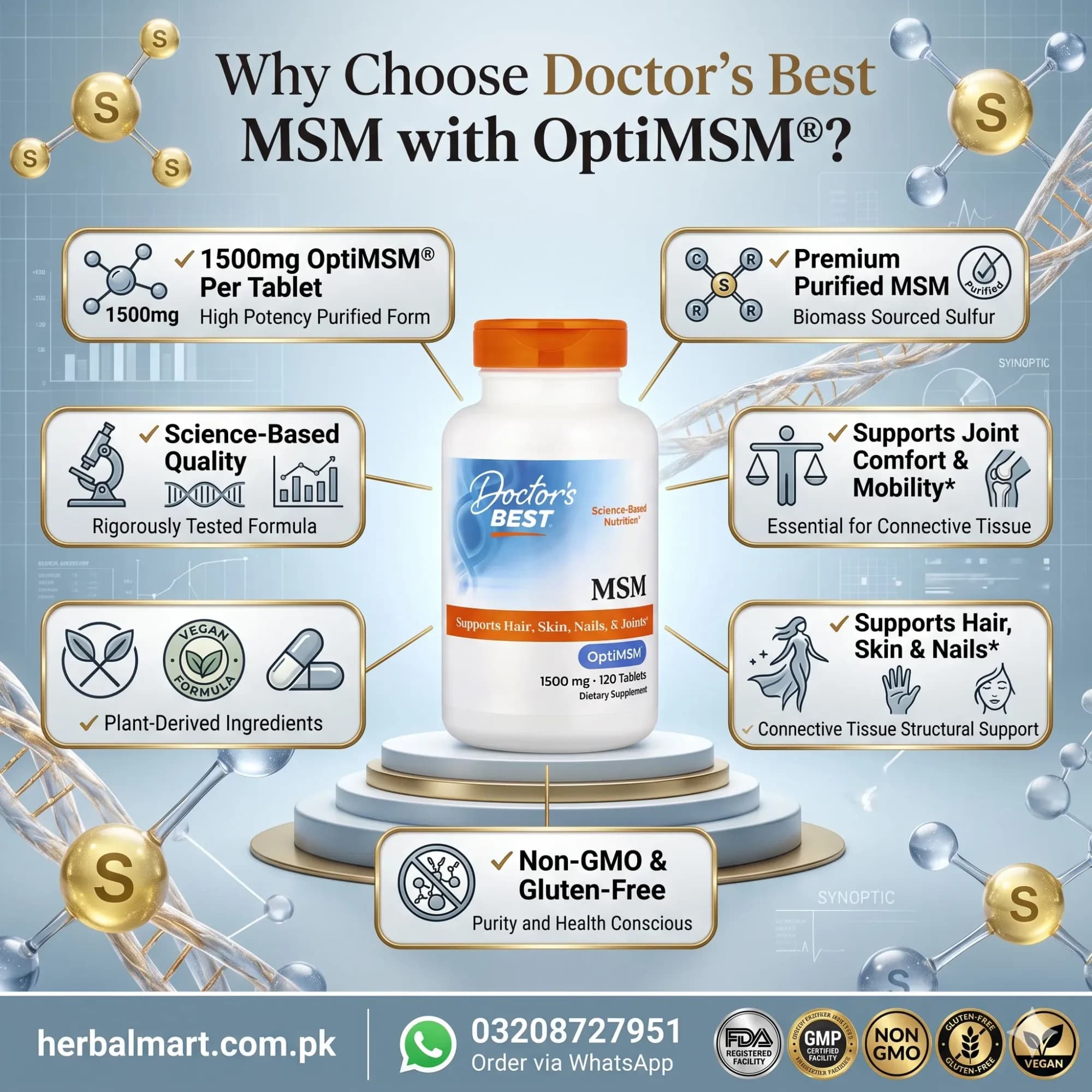 Doctor's Best MSM with OptiMSM 1500mg Price in Pakistan