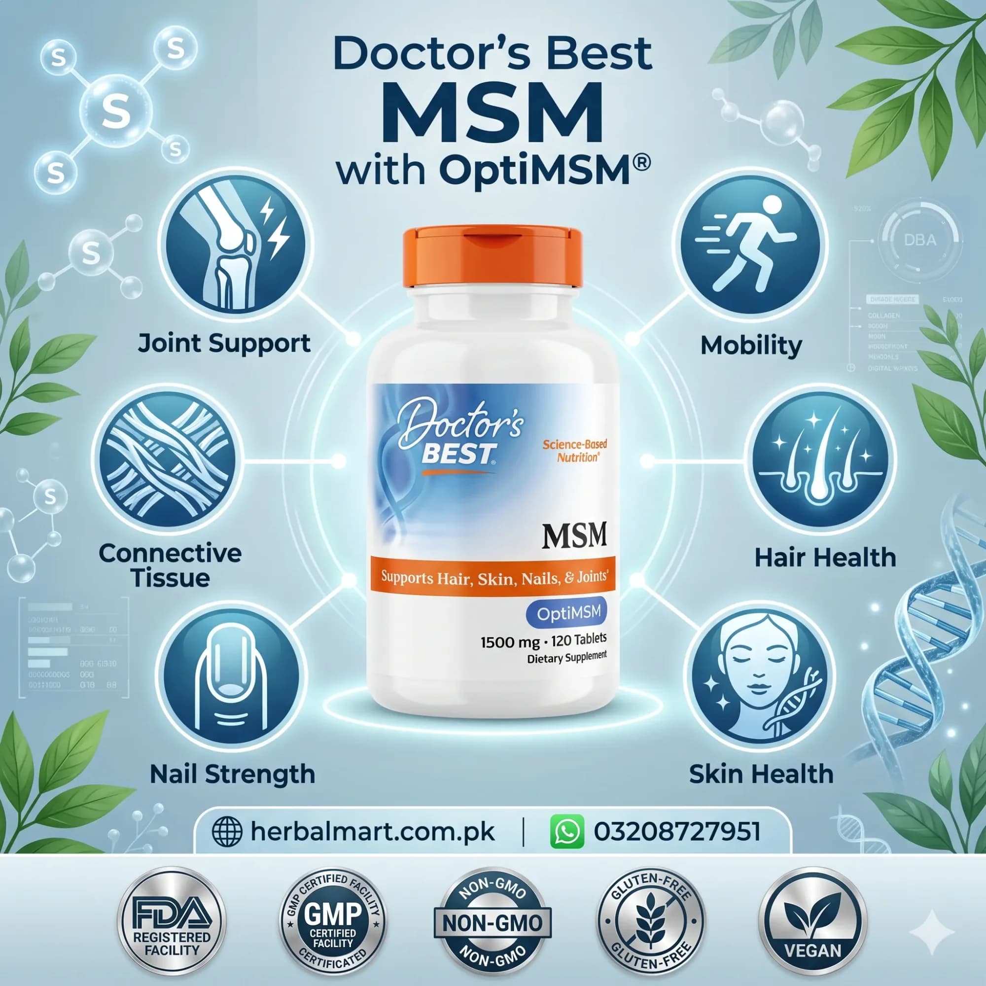 Doctor's Best MSM with OptiMSM 1500mg Price in Pakistan