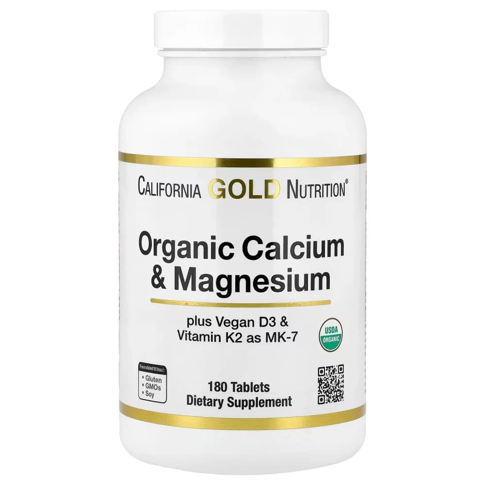 California Gold Nutrition Organic Calcium & Magnesium, 180 Tablets