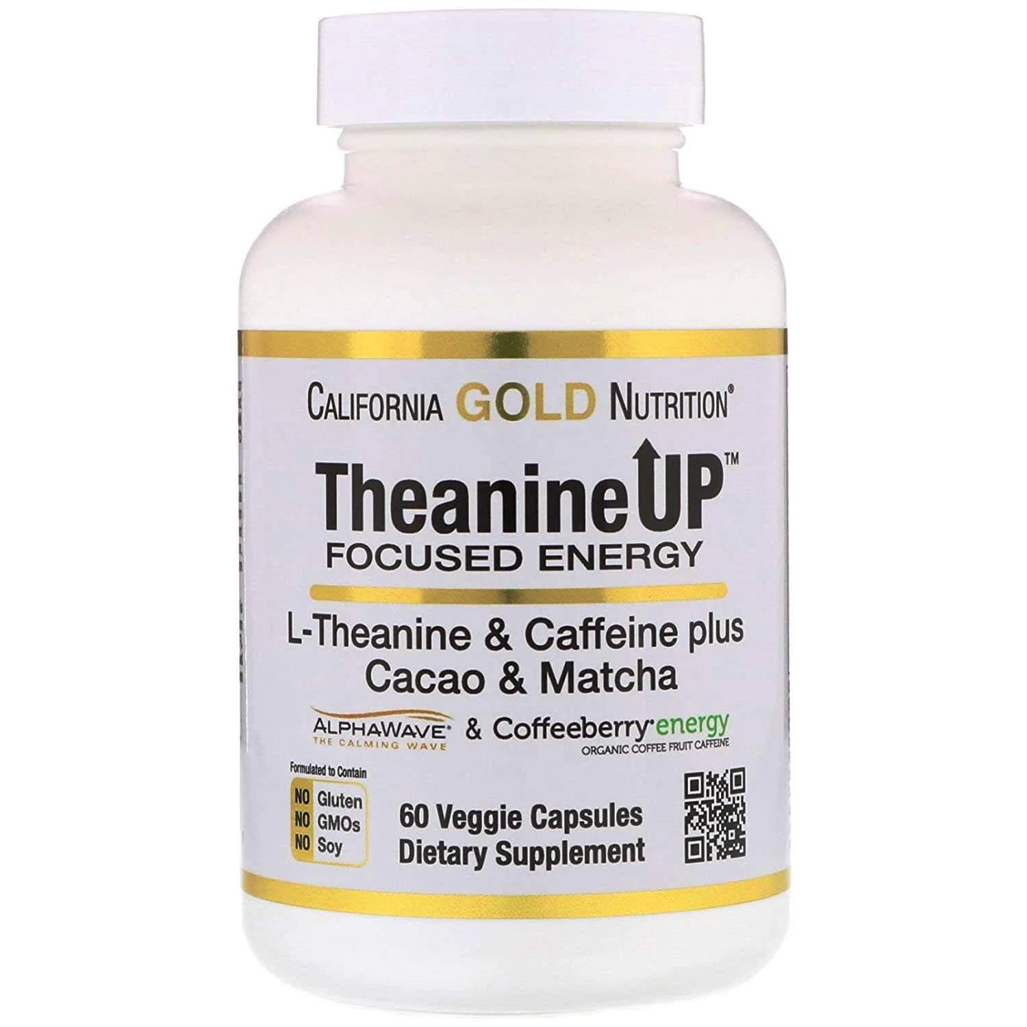 California Gold Nutrition TheanineUP® L-Theanine & Caffeine 60 Veggie Capsules