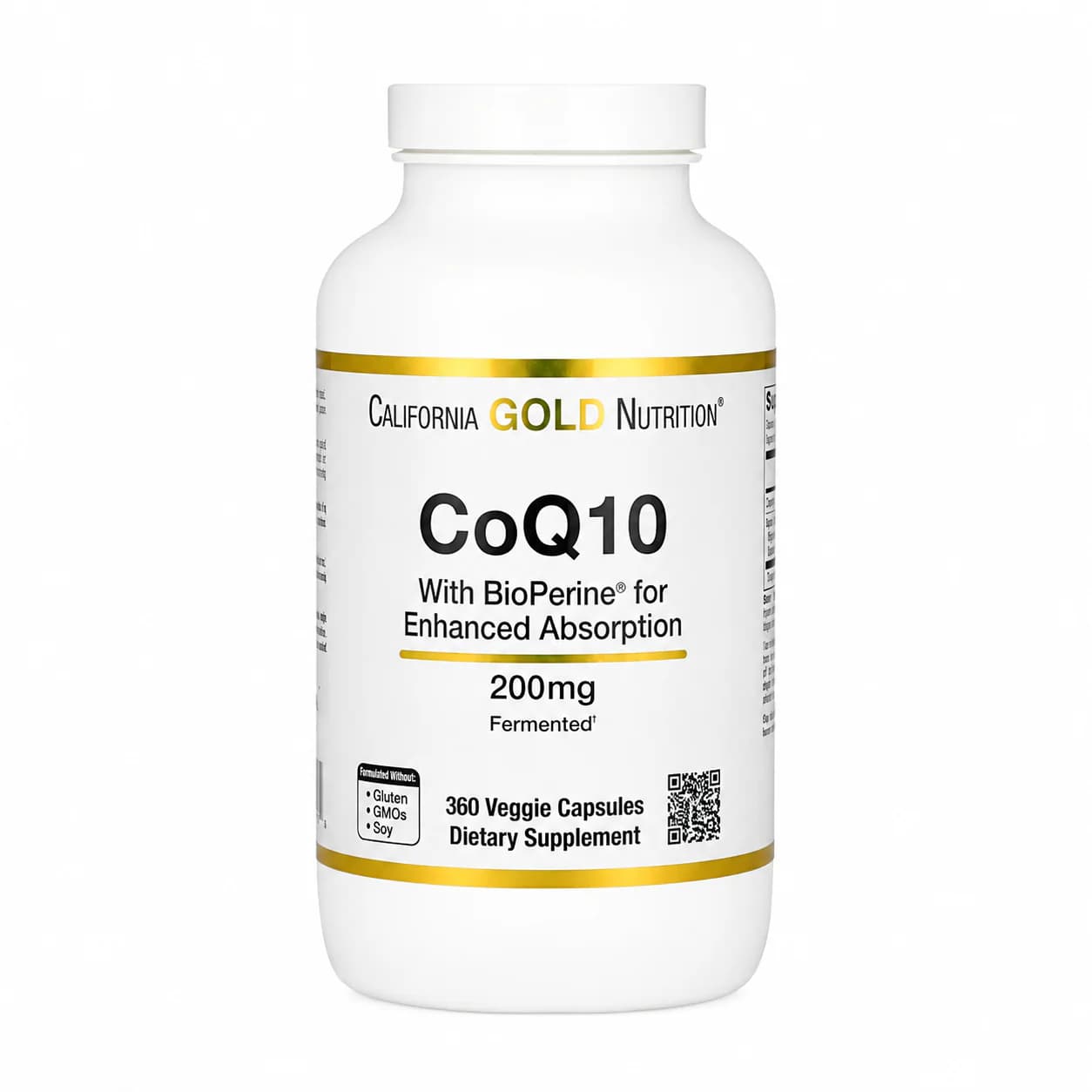 California Gold Nutrition, CoQ10, Ubiquinone USP with Bioperine® 100 mg, 360 Veggie Capsules