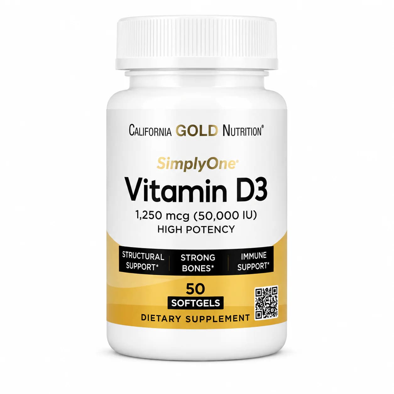 California Gold Nutrition SimplyOne® Vitamin D3 1,250 mcg (50,000 IU) 50 Softgels