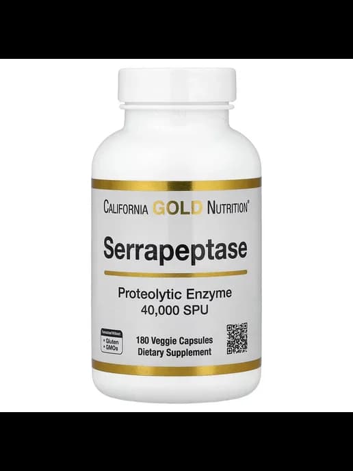 California Gold Nutrition Serrapeptase Proteolytic Enzyme 120,000 SPUs 180 Veggie Capsules