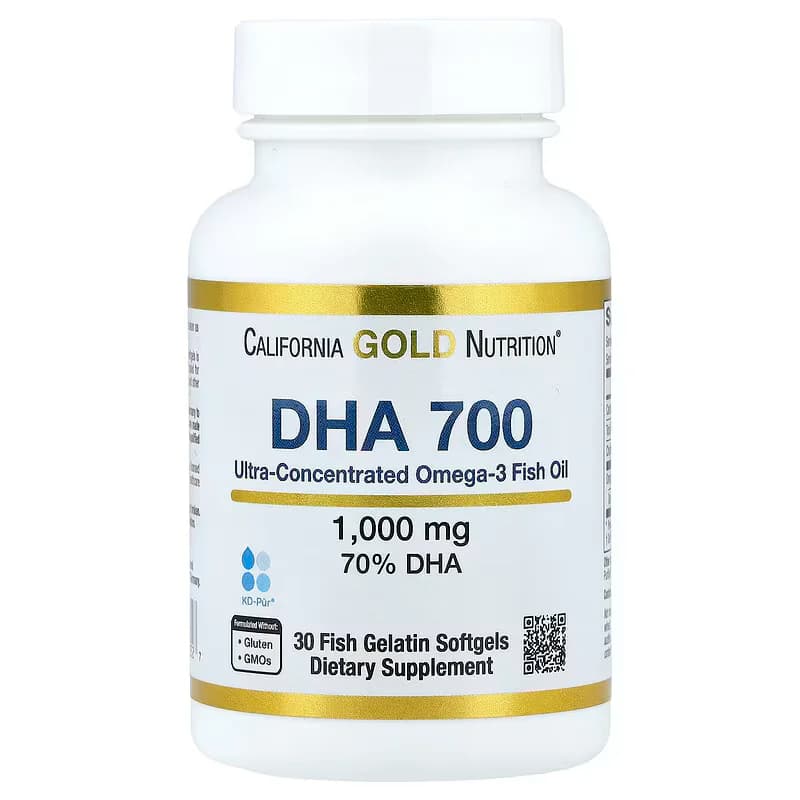California Gold Nutrition DHA 700 Fish Oil, Ultra-Concentrated, 1,000 mg, 30 Fish Gelatin Softgels