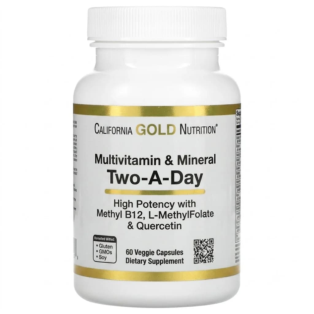California Gold Nutrition Multivitamin & Mineral Two-A-Day, 60 Veggie Capsules