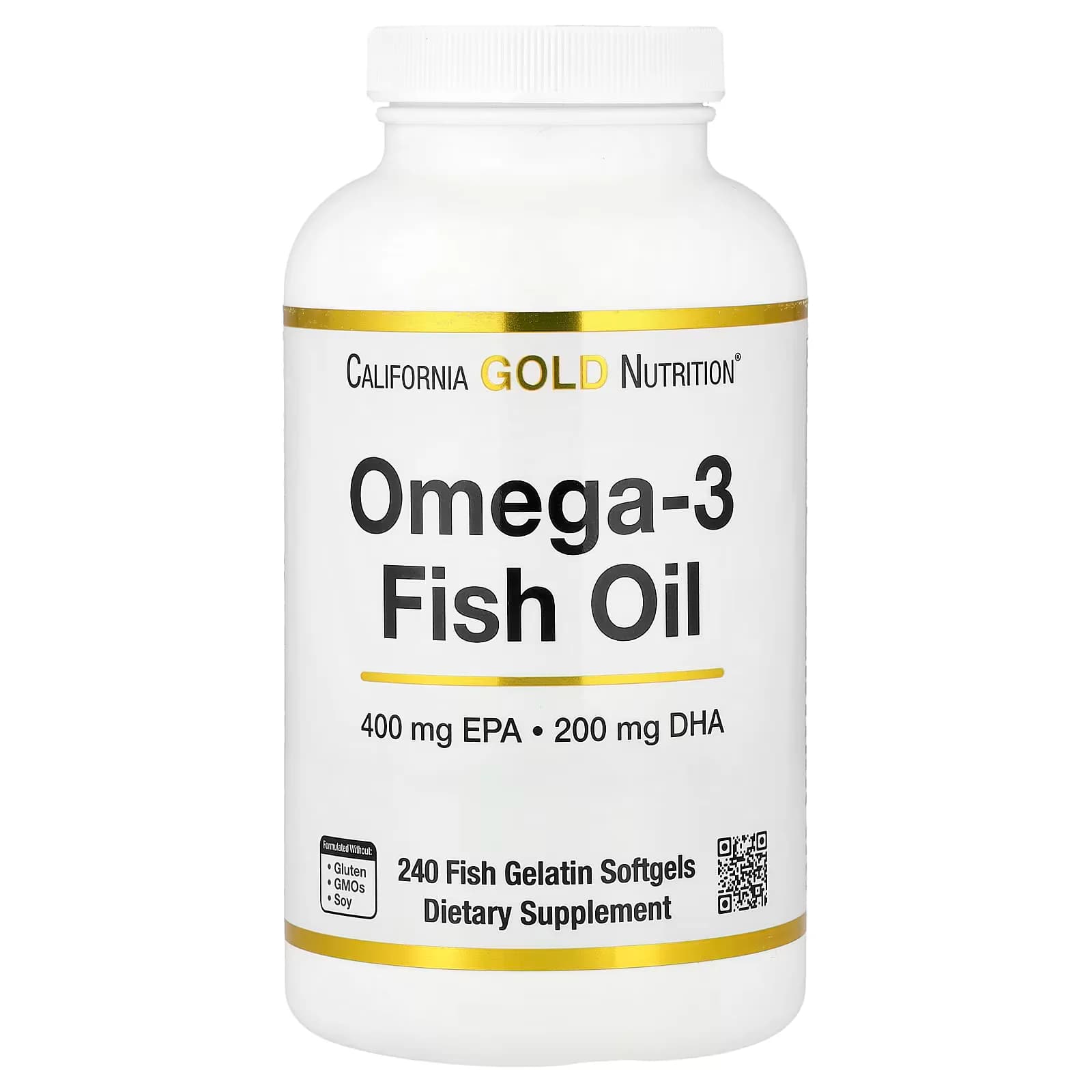 California Gold Nutrition Omega-3 Fish Oil Vivomega Triglyceride 1000mg  240 Fish Softgels