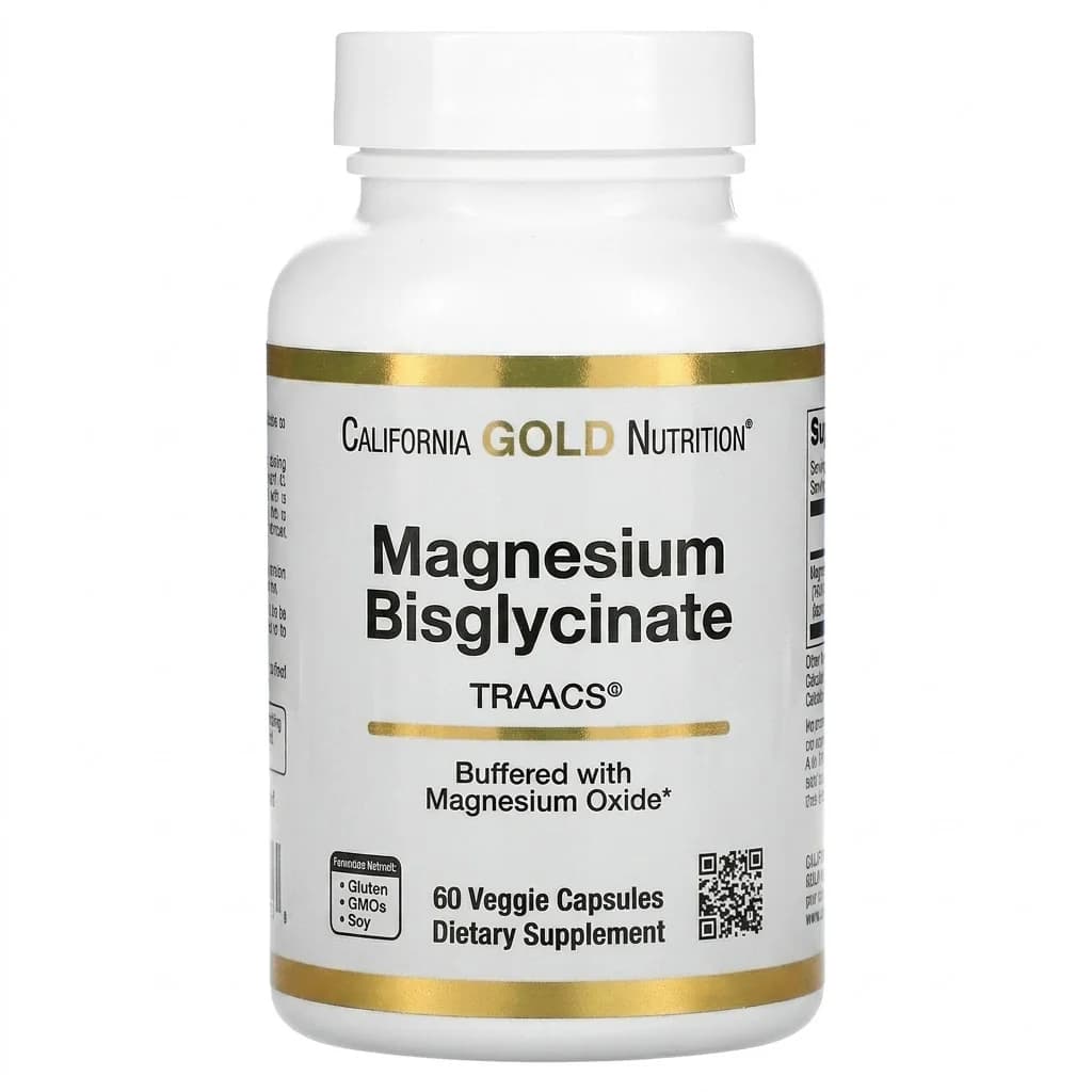 California Gold Nutrition Magnesium Bisglycinate Chelate 60 Veggie Capsules (100 mg per Capsule)