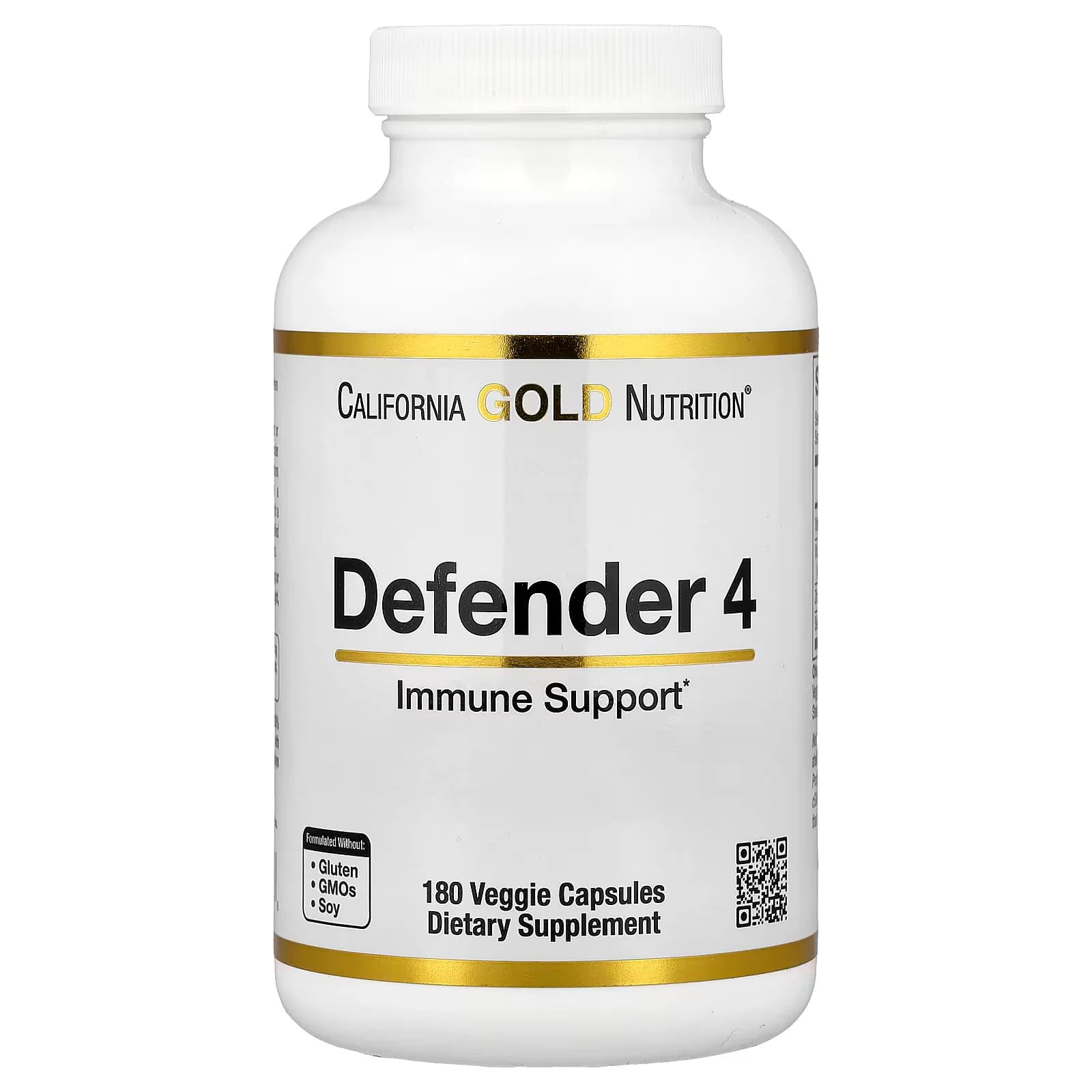 California Gold Nutrition Defender 4 with Vitamin C,Vitamin D Zinc & Selenium,180 Veggie Capsules