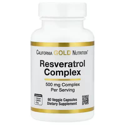 California Gold Nutrition Resveratrol Complex with Grape Seed Extract  60 Veggie Capsules