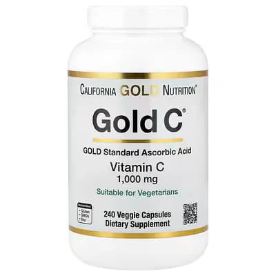 California Gold Nutrition Gold C® USP Grade Vitamin C 1000 mg, 60 Veggie Capsules