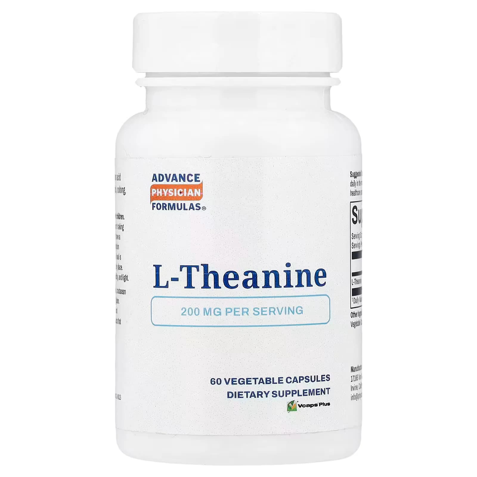 Advance Physician Formulas L-Theanine 200 mg, 60 Vegetable Capsules