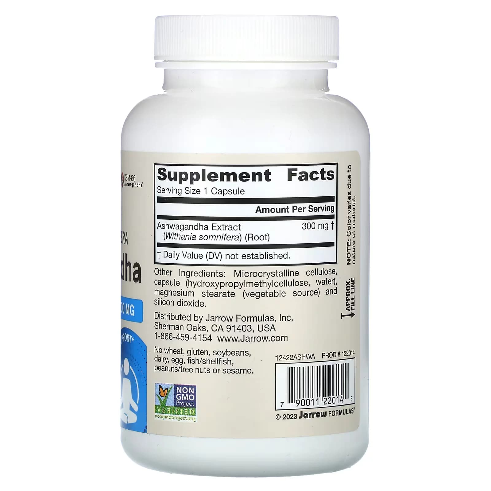Jarrow Formulas Ashwagandha 300mg 120 Veggie Capsules