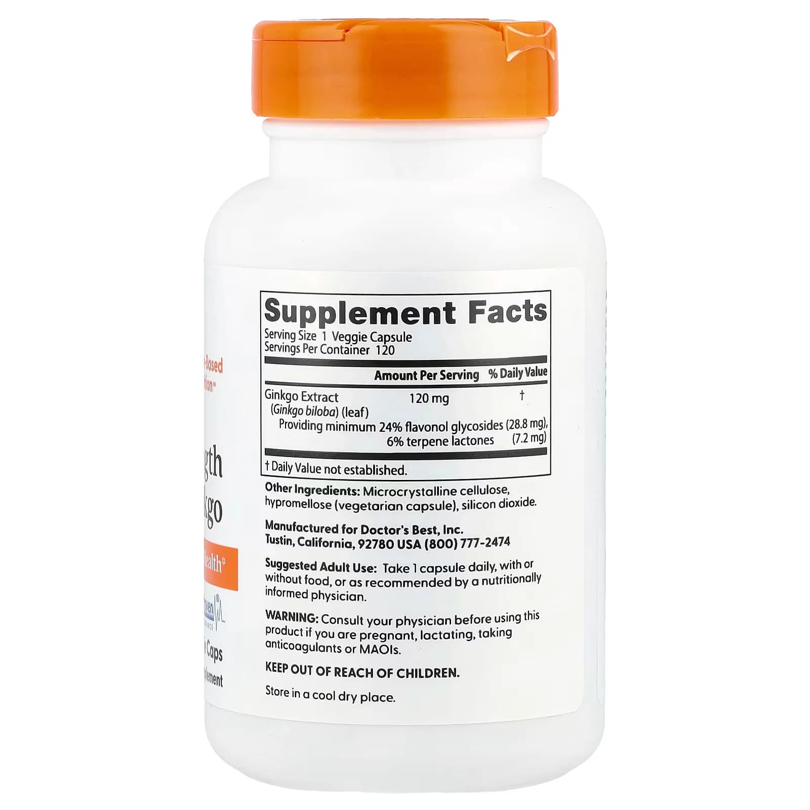 Doctor's Best, Ginkgo 120mg Veggie Caps