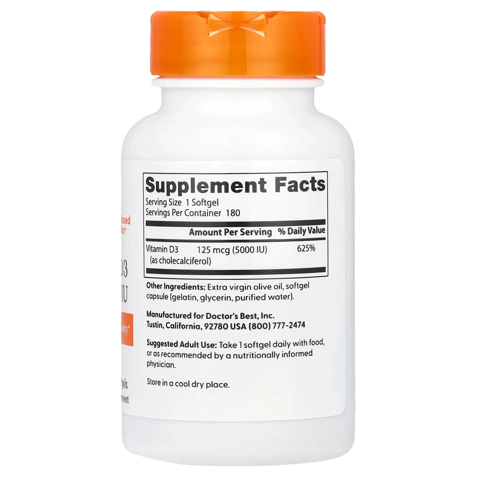 Doctor's Best Vitamin D3 125 mcg (5,000 IU) Softgels