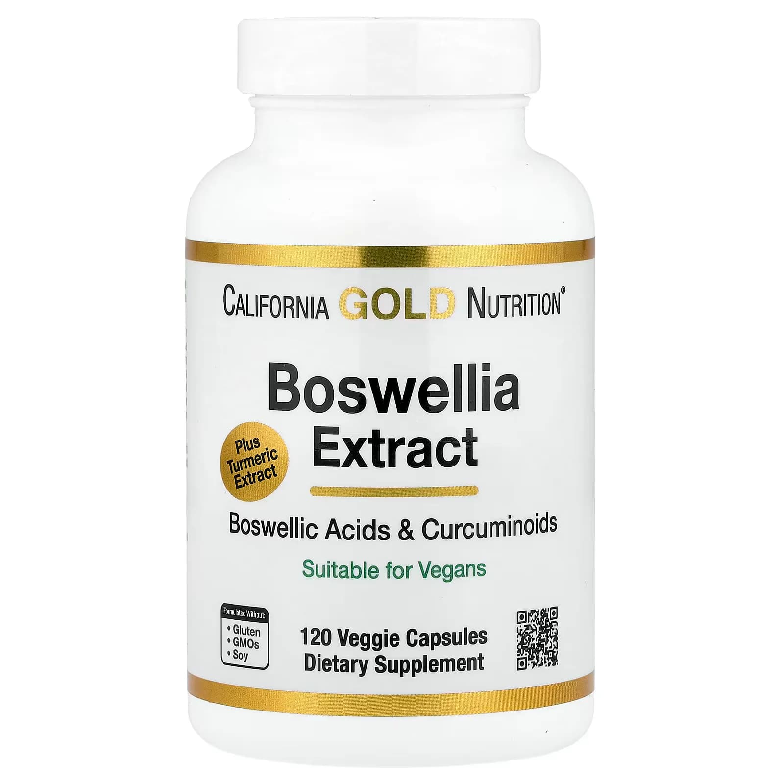 California Gold Nutrition Boswellia Extract Turmeric Curcumin Complex 120 Veggie Capsules