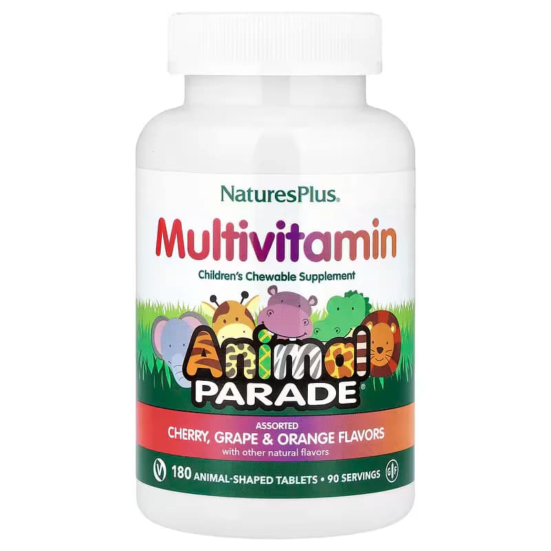 NaturesPlus, Animal Parade®, Children's Chewable Multivitamin, Cherry, Grape & Orange