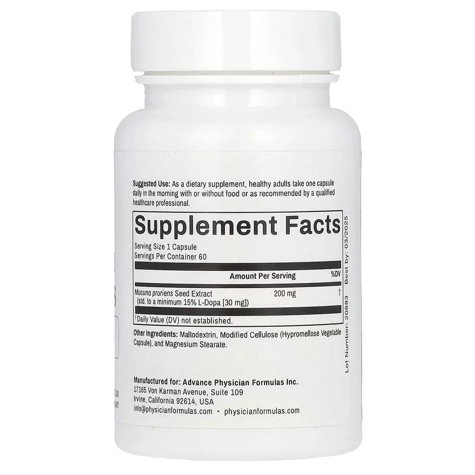 Buy Advance Physician Formulas  Mucuna Pruriens 200 mg Price  in Pakistan