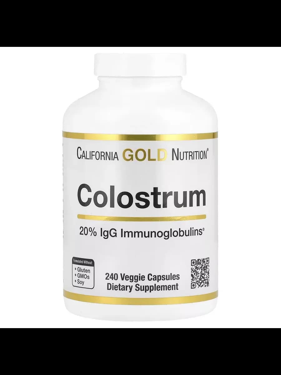 California Gold Nutrition Colostrum with 20% IgG Immunoglobulins, 240 Veggie Capsules