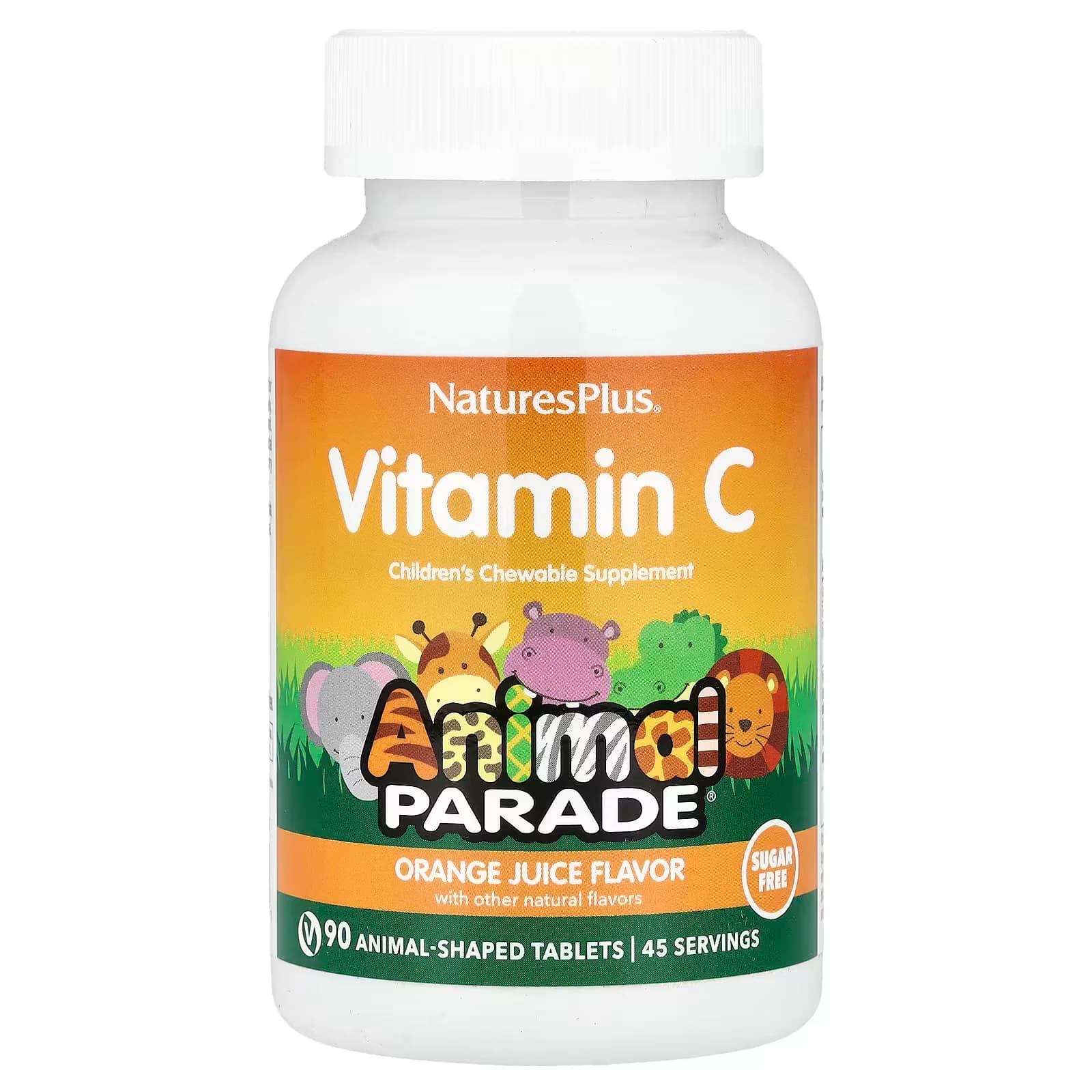 NaturesPlus, Animal Parade®, Vitamin C, Children's Chewable Supplement, Orange Juice