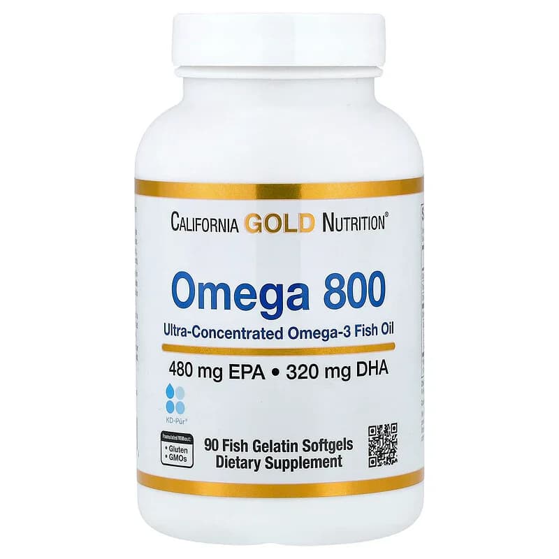 California Gold Nutrition Omega 800 90 Fish Gelatin Softgels (1000 mg per Softgel)