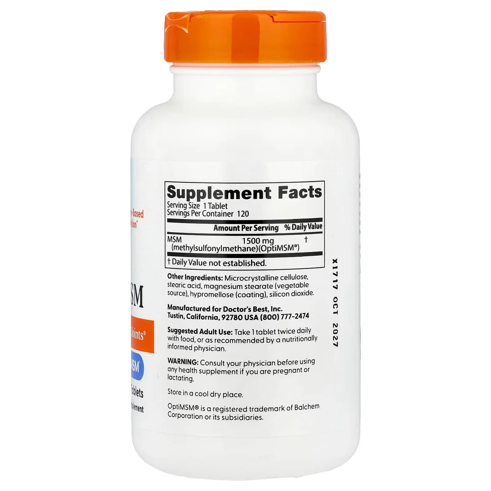 Doctor's Best MSM with OptiMSM 1500mg Tablets Price in Pakistan