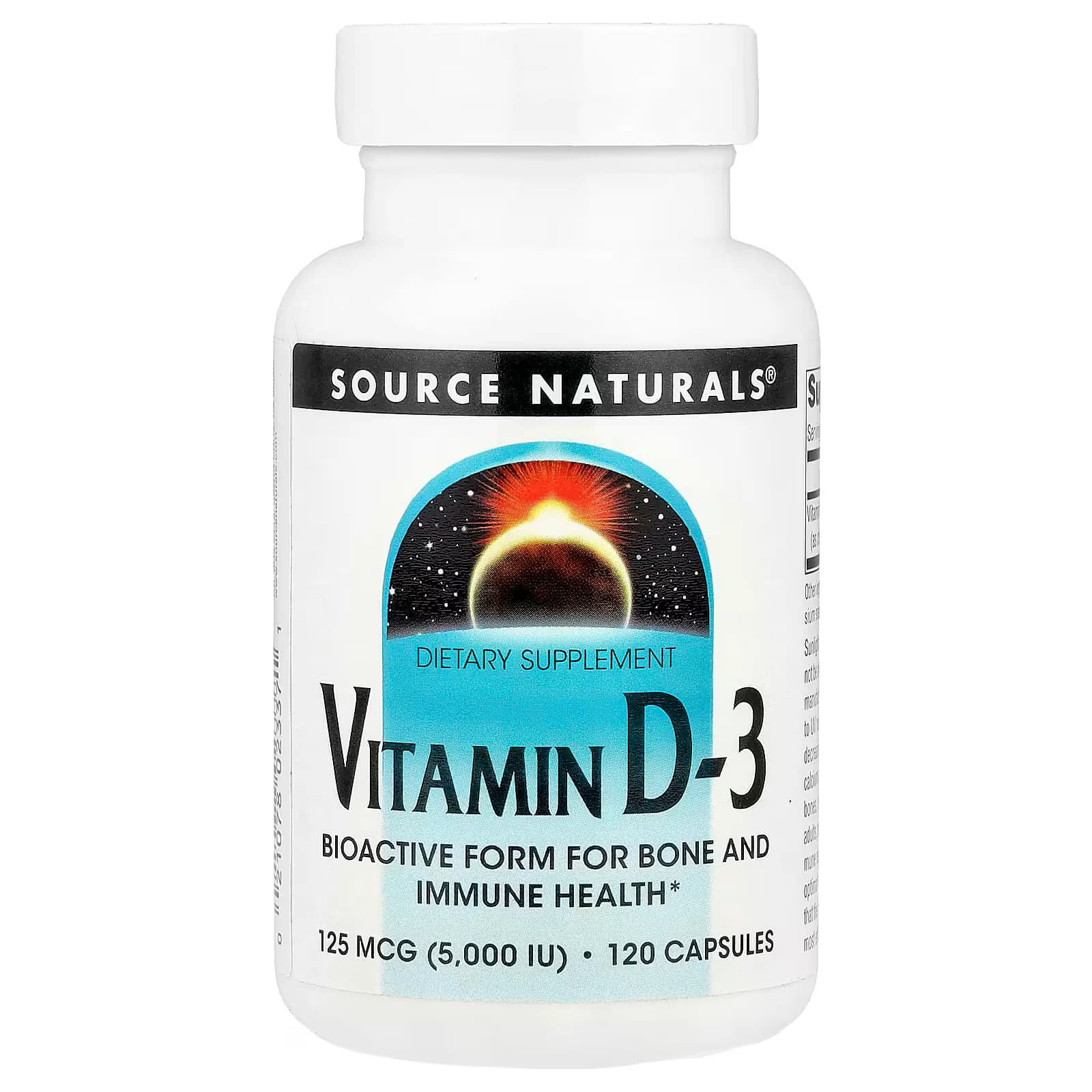 Source Naturals Vitamin D-3 125 mcg (5000 IU)  Capsules