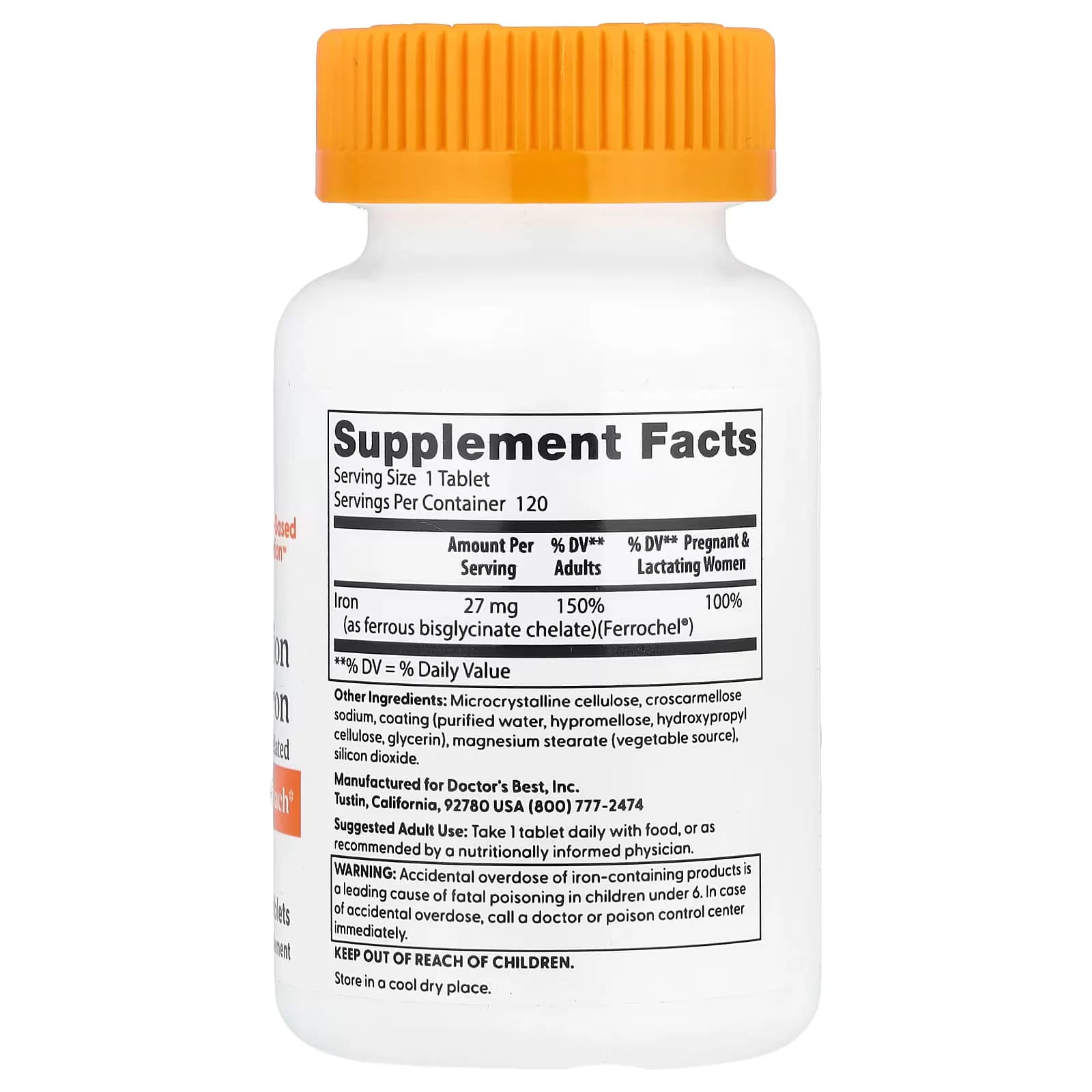 Doctor's Best High Absorption Iron 27mg Tablets