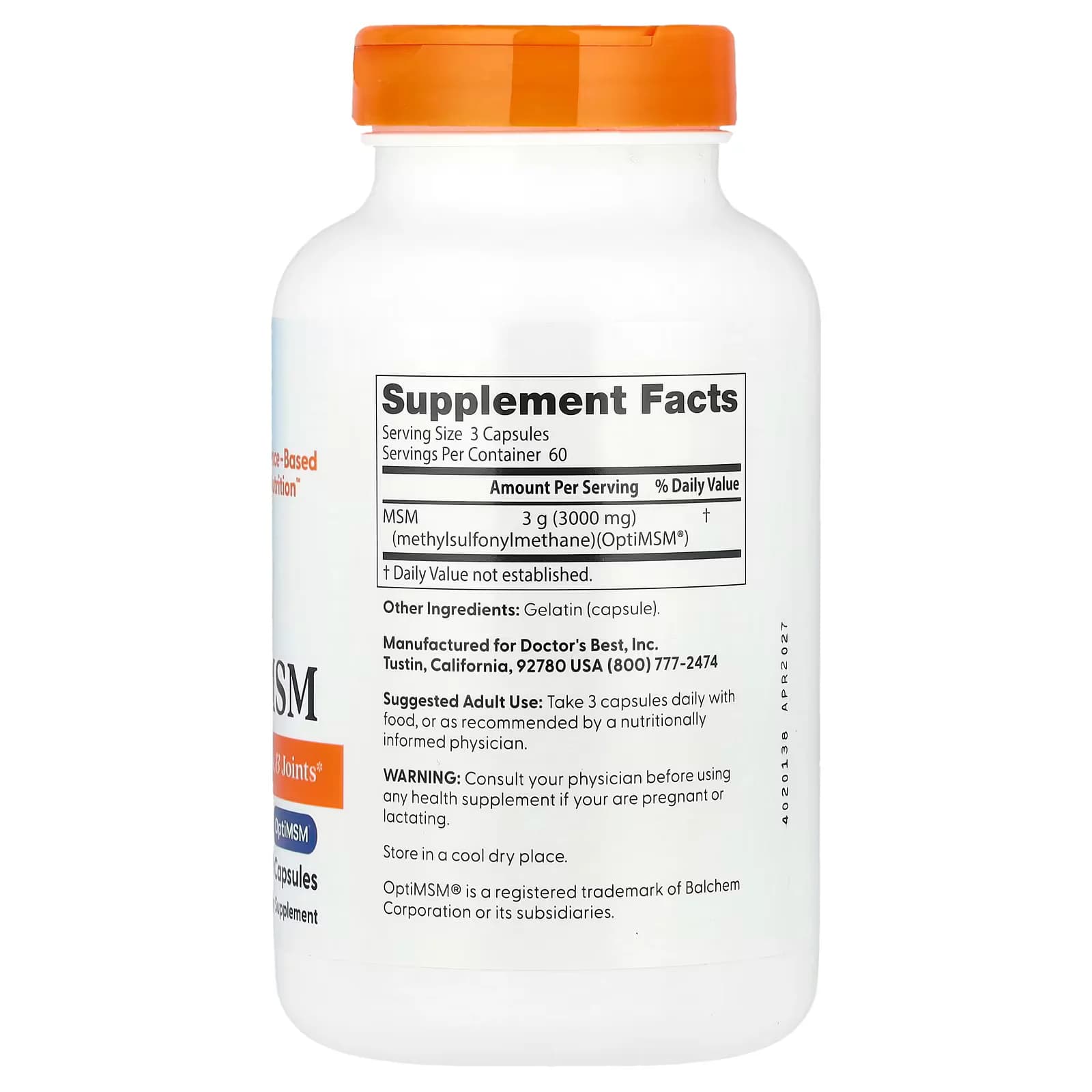 Doctor's Best MSM Capsules (1000mg per Capsule) Price in Pakistan