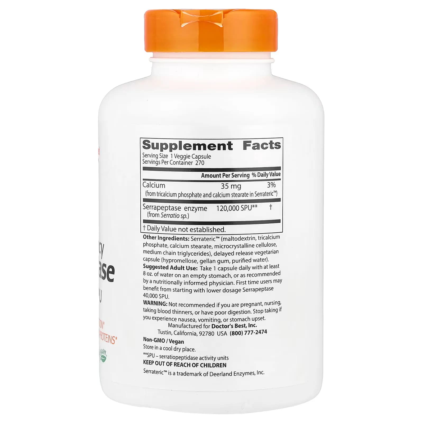 Doctor's Best High Potency Serrapeptase 120000 SPU Veggie Caps in Pakistan