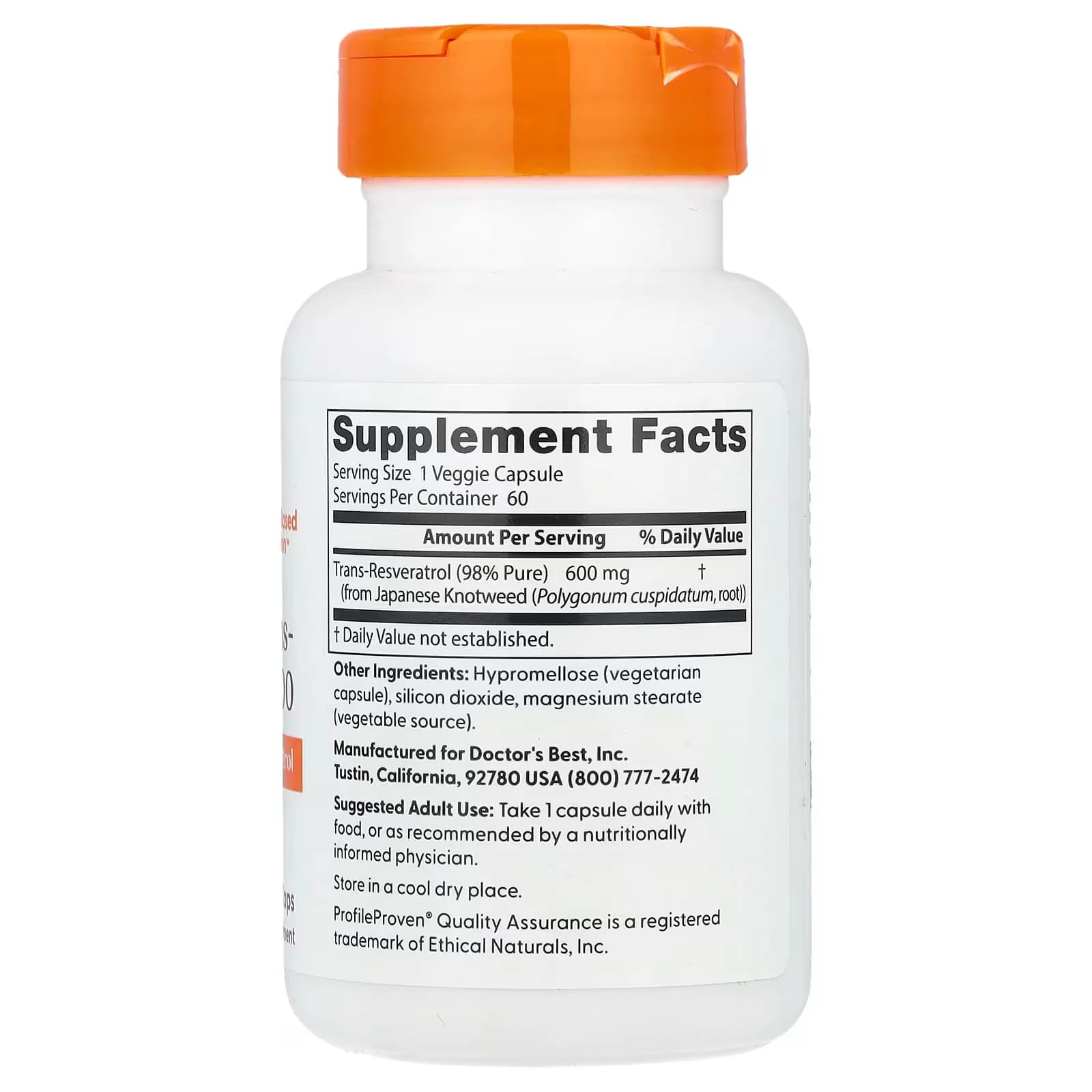 Doctor's Best Trans-Resveratrol 600 600mg Veggie Caps in Pakistan