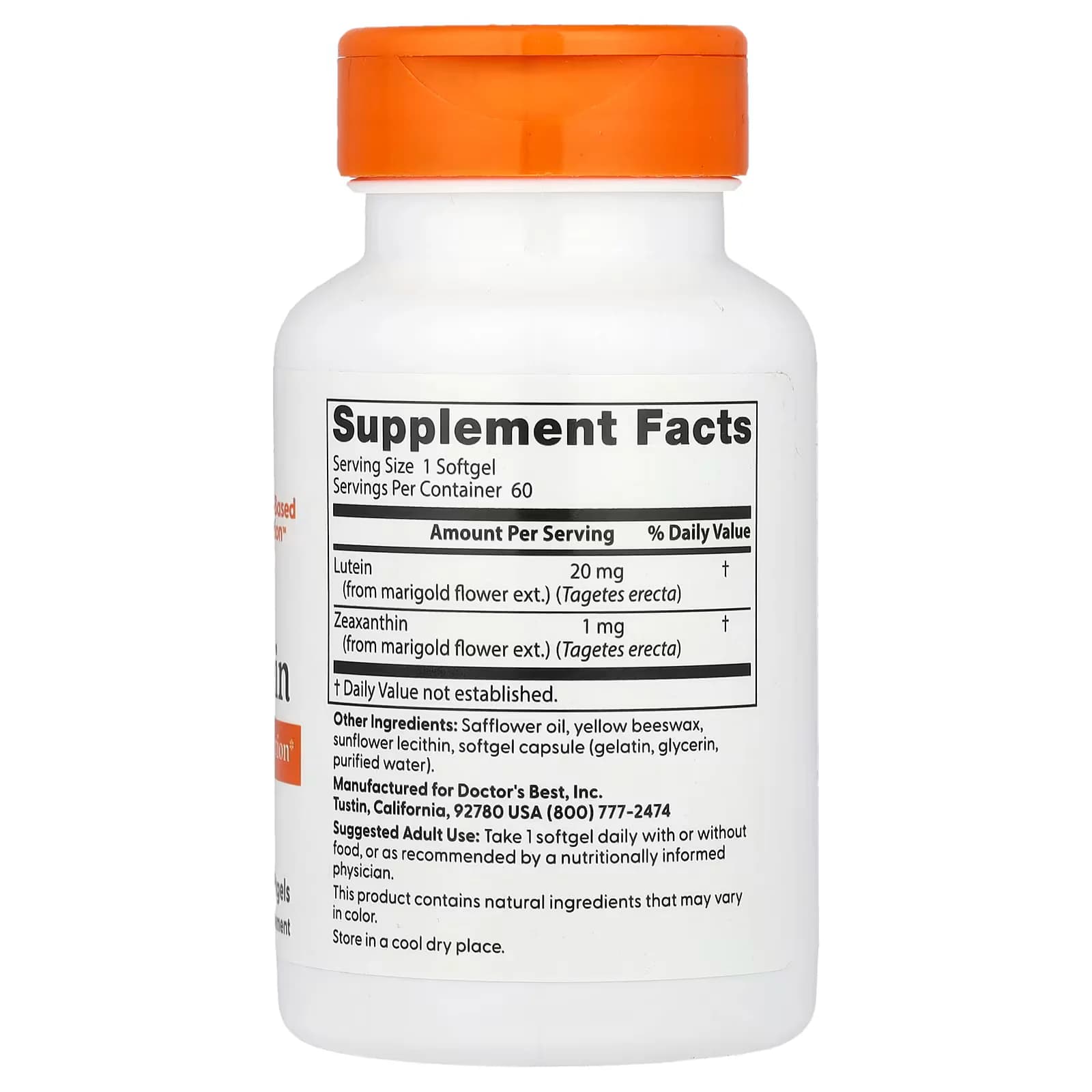 Natural Doctor's Best Lutein 20mg 60 Softgels Price in Pakistan