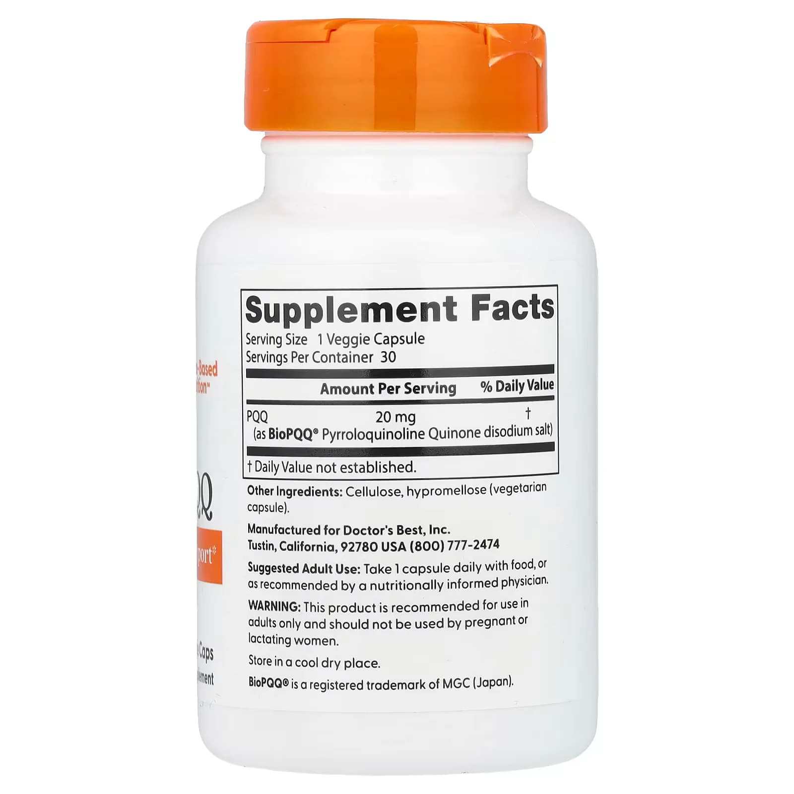 Organic Doctor's Best PQQ 20mg 30 Veggie Caps Price in Pakistan