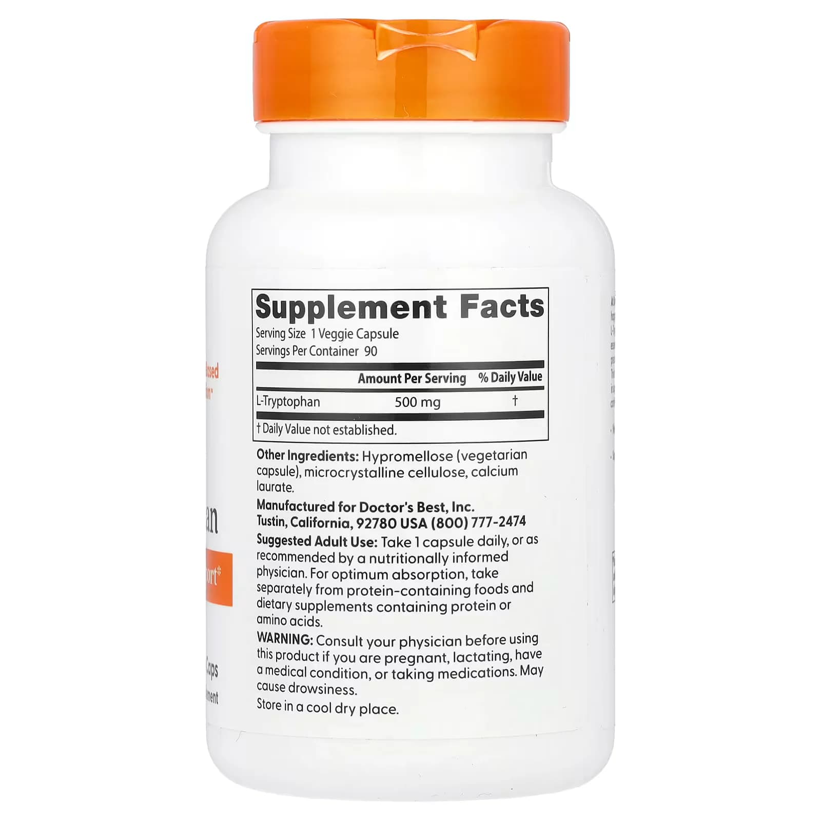 Doctor's Best L-Tryptophan 500mg 90 Veggie Caps Price in Pakistan