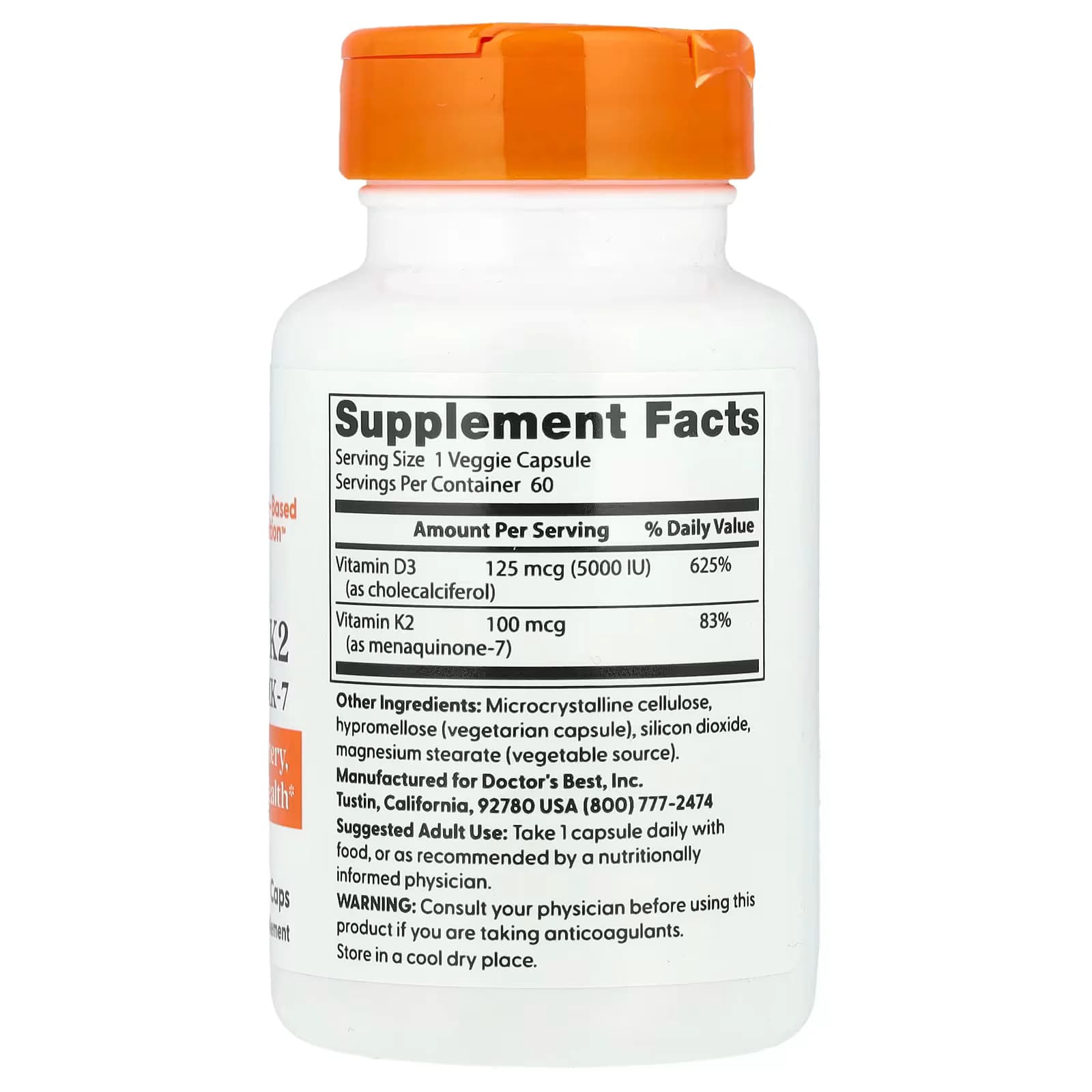 Doctor's Best Vitamin D3 + K2 MK-7 60 Veggie Caps Price in Pakistan