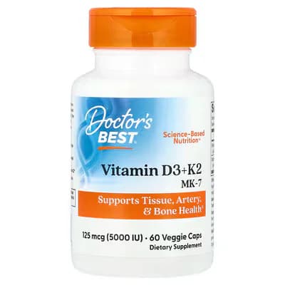 Doctor's Best Vitamin D3 + K2 MK-7 60 Veggie Caps