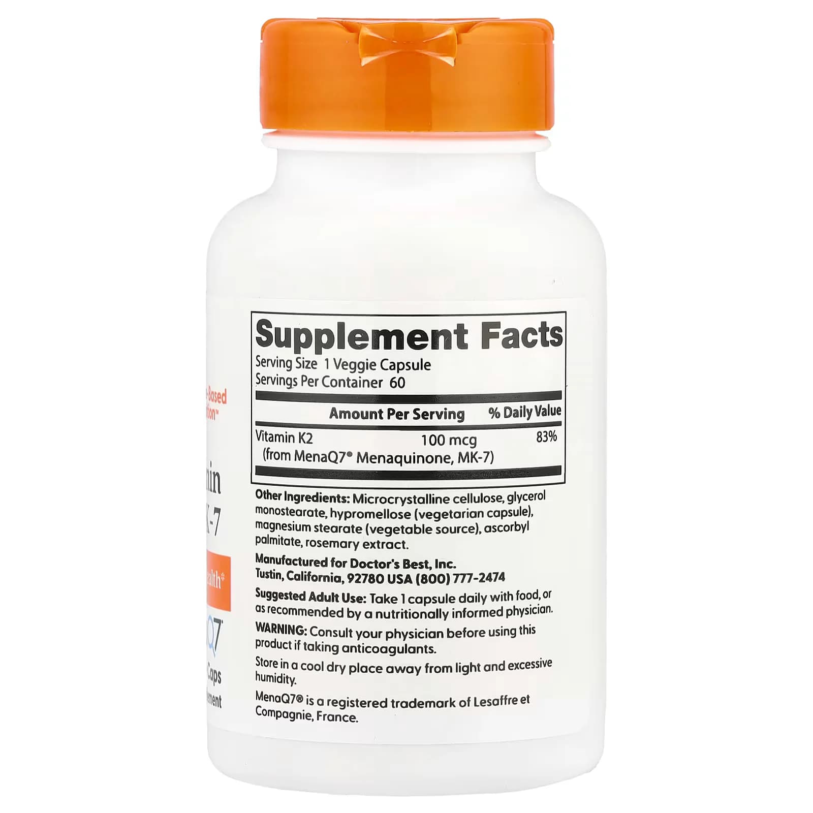 Doctor's Best Natural Vitamin K2 MK-7 100mcg Veggie Caps in Pakistan