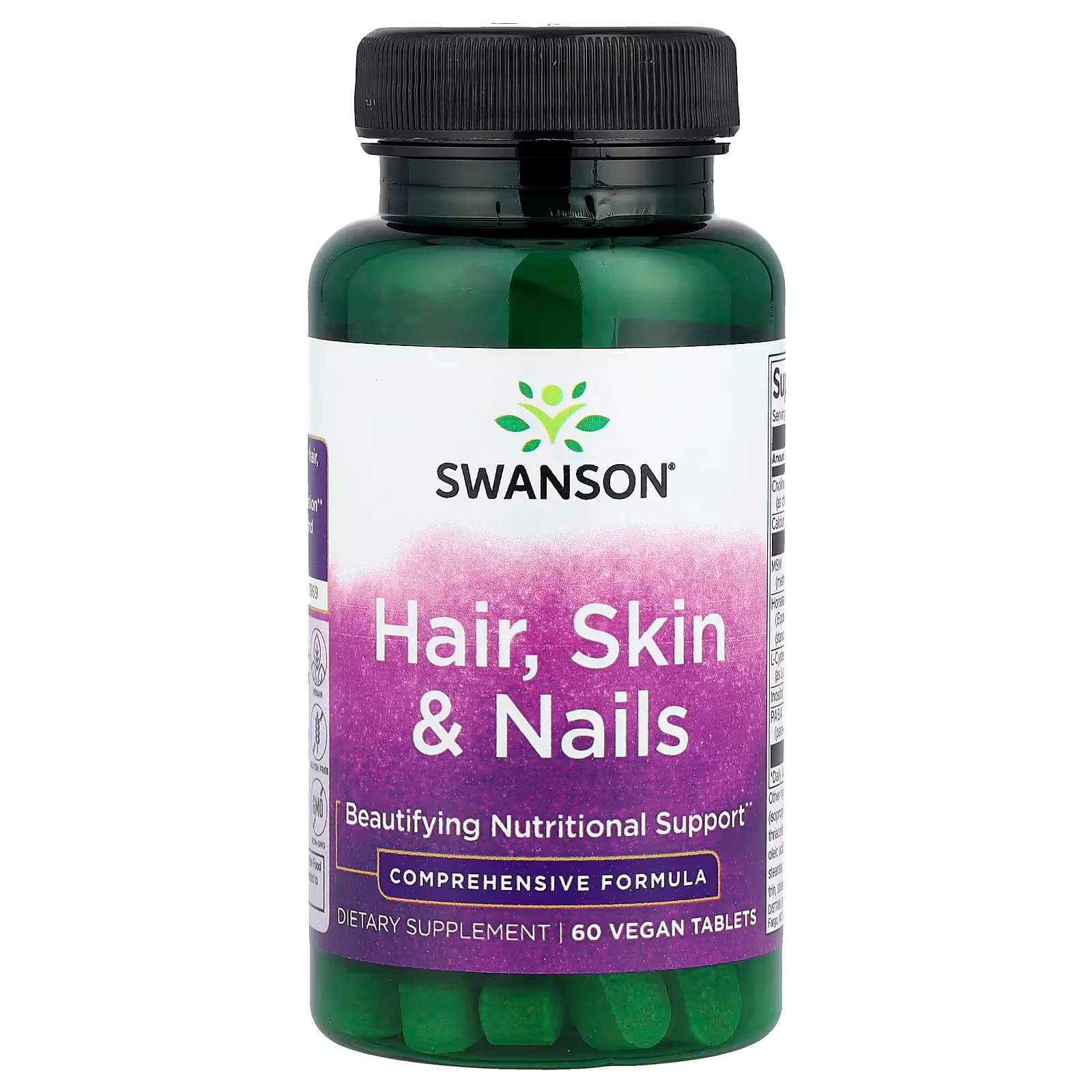 Swanson Vitamins Hair Skin & Nails 60 Vegan Tablets