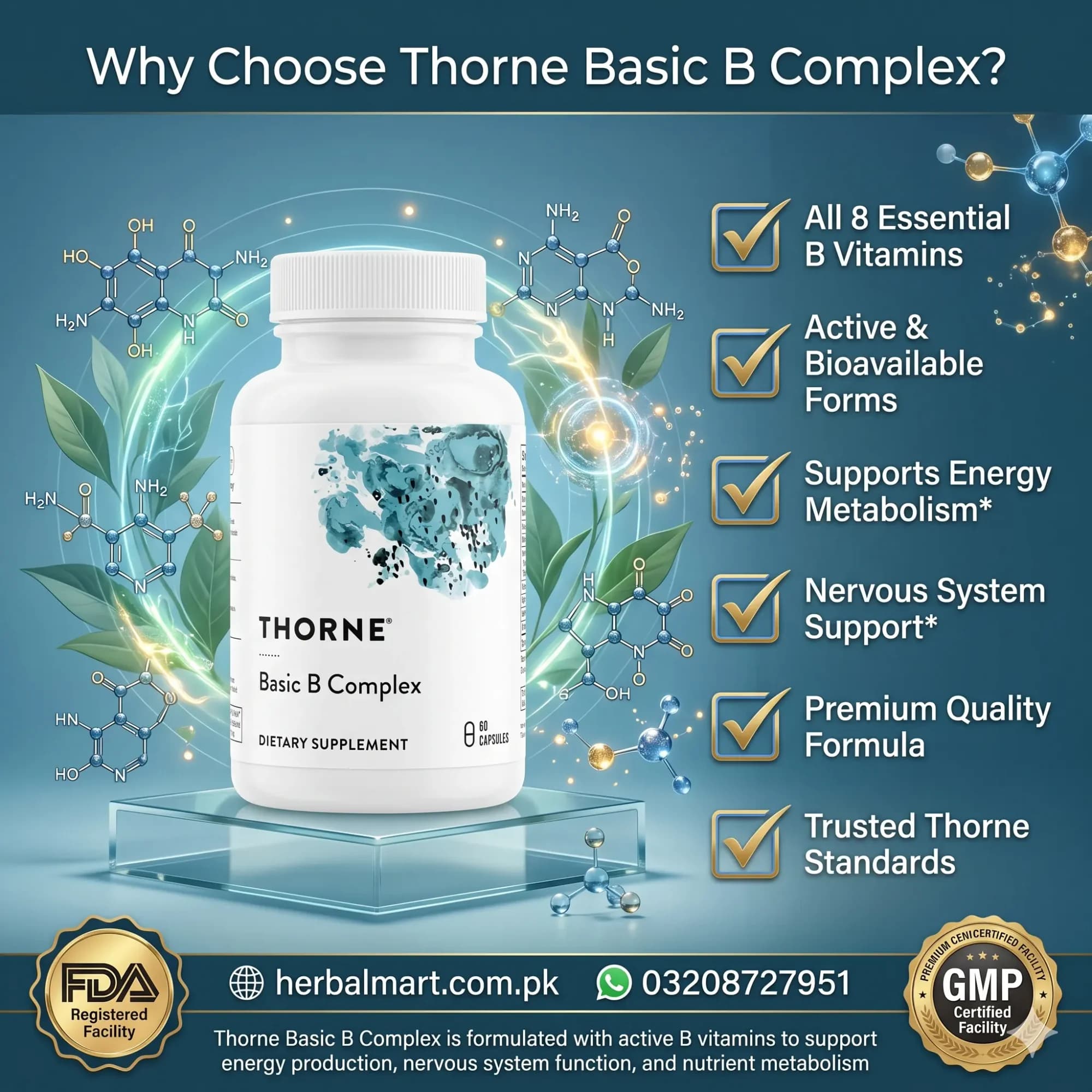 Thorne Basic B Complex Capsules Price in Pakistan - MyDarazStore