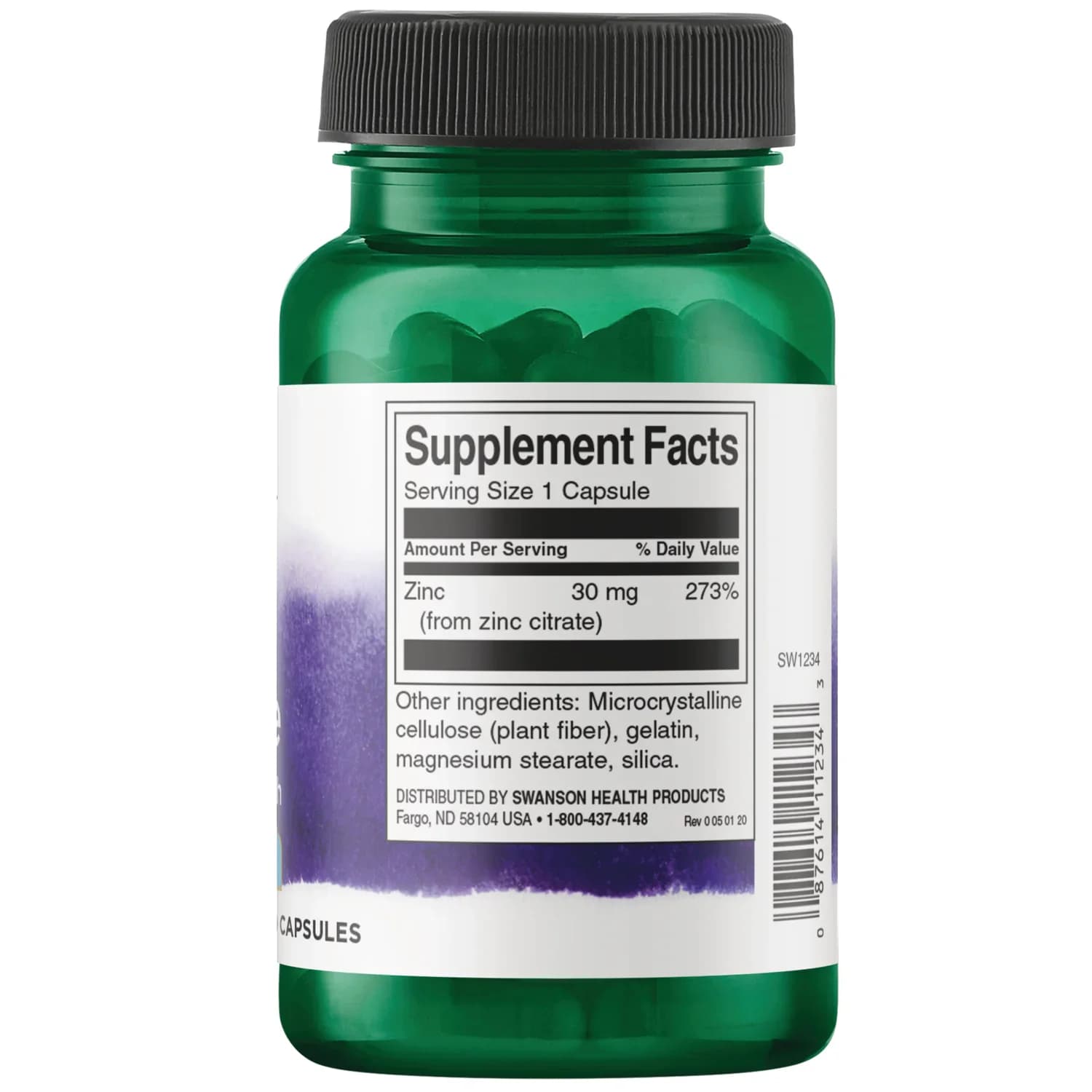 Swanson Vitamins Zinc Citrate 30mg 60 Capsules