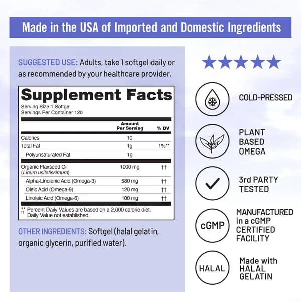 NatureWise Flaxseed Oil 1000mg 100 Softgels Price in Pakistan