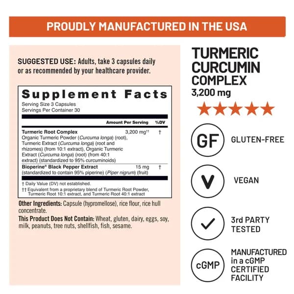 NatureWise Turmeric Curcumin Complex 3200mg + BioPerine in Pakisan