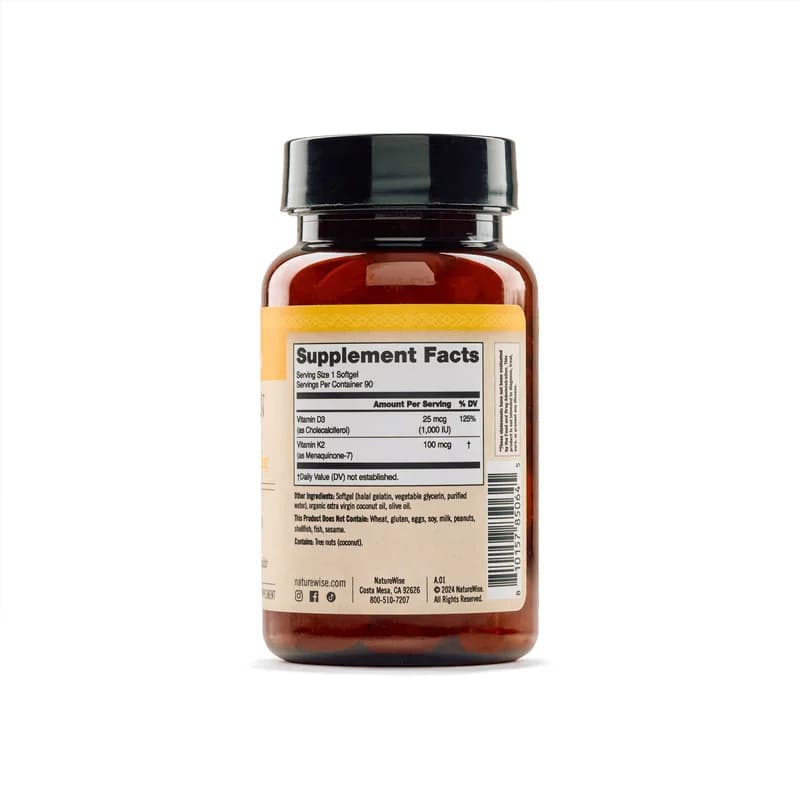 NatureWise Vitamin D3 + K2 1000 IU + 100mcg Softgels in Pakstan