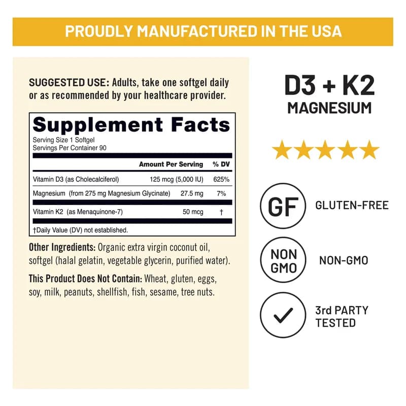 NatureWise D3 + K2 + Magnesium 30 Softgels