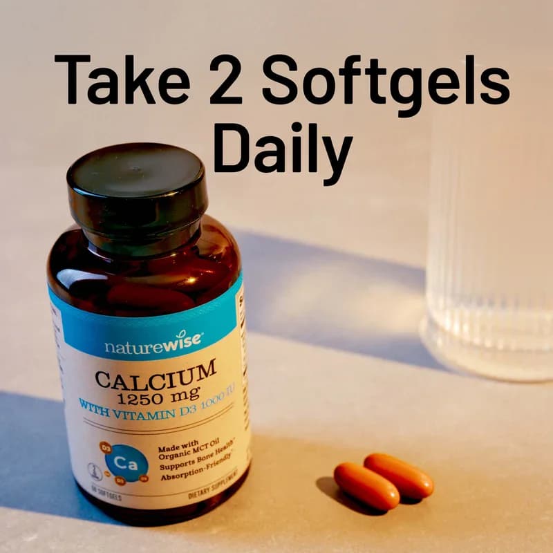 NatureWise Calcium 1250 mg with Vitamin D3 1000 IU Softgels