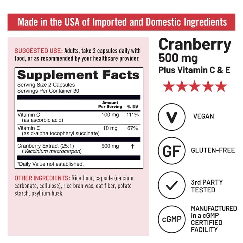 NatureWise Cranberry 500mg + Vitamin C & E Capsules in Pakistan
