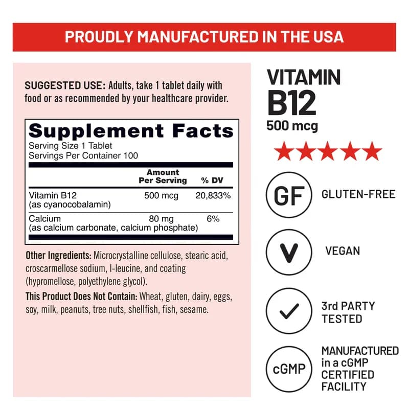 Organic NatureWise Vitamin B12 500mcg Tablets Price in Pakistan