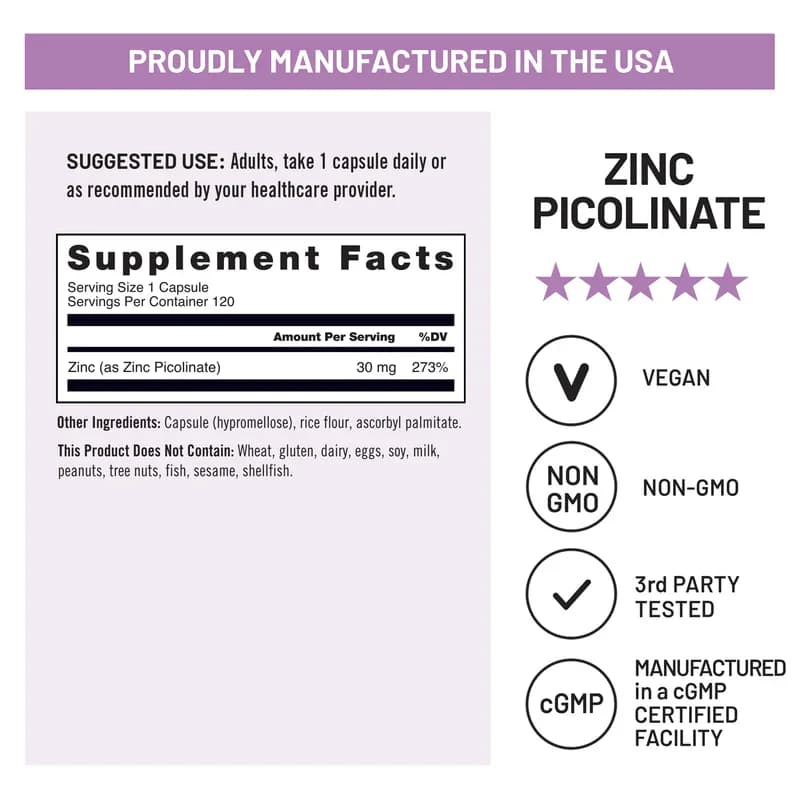 Herbal NatureWise Zinc Picolinate Vegan Capsules Price in Pakistan